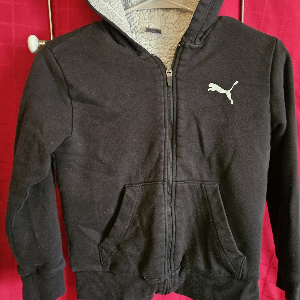 Size 8 Puma Kids Black Hoodie with White Logo ***5/30****